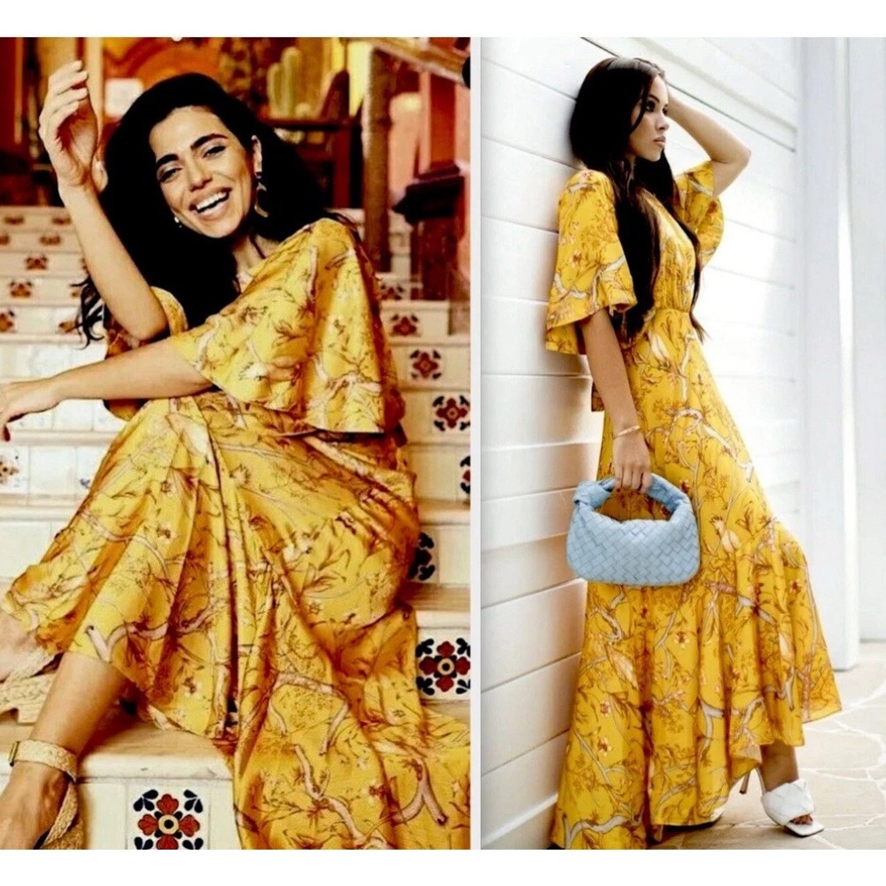 Johanna Ortiz Yellow Floral High Low Dress